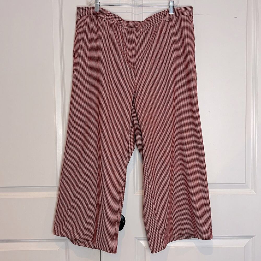 J. Jill Red and White Striped Cropped Wide-Leg Pants